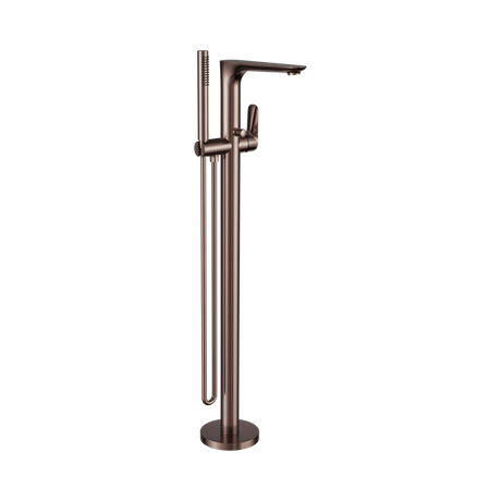 An image of Nero Tapware Bianca Freestanding Bath Mixer With Hand Shower Brushed Bronze