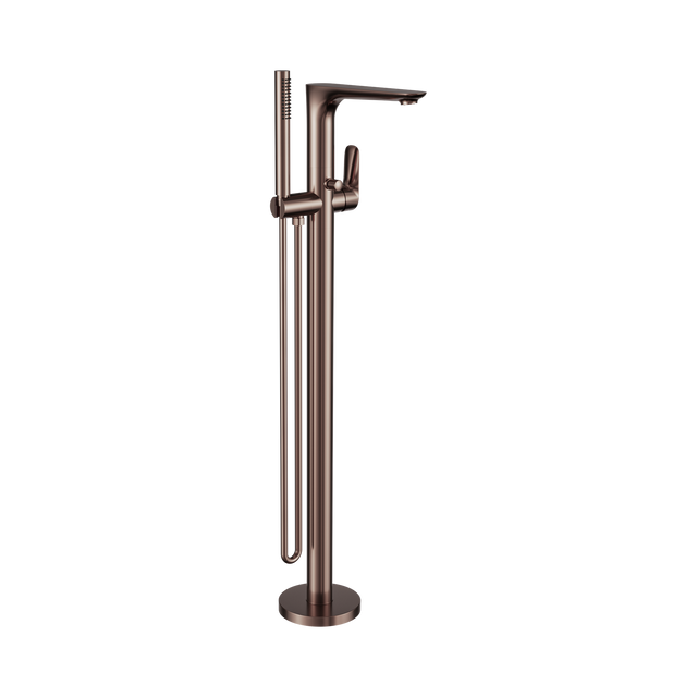 An image of Nero Tapware Bianca Freestanding Bath Mixer With Hand Shower Brushed Bronze