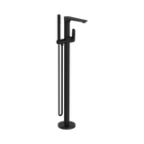 An image of Nero Tapware Bianca Freestanding Bath Mixer With Hand Shower Matte Black