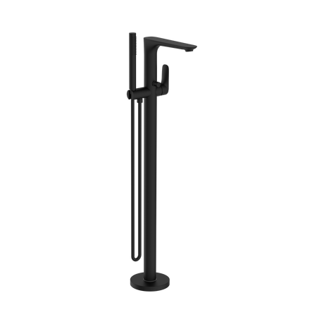 An image of Nero Tapware Bianca Freestanding Bath Mixer With Hand Shower Matte Black