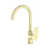 An image of Nero Tapware Bianca Kitchen Mixer Gooseneck Spout Brushed Gold