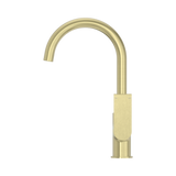 An image of Nero Tapware Bianca Kitchen Mixer Gooseneck Spout Brushed Gold