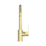 An image of Nero Tapware Bianca Kitchen Mixer Gooseneck Spout Brushed Gold