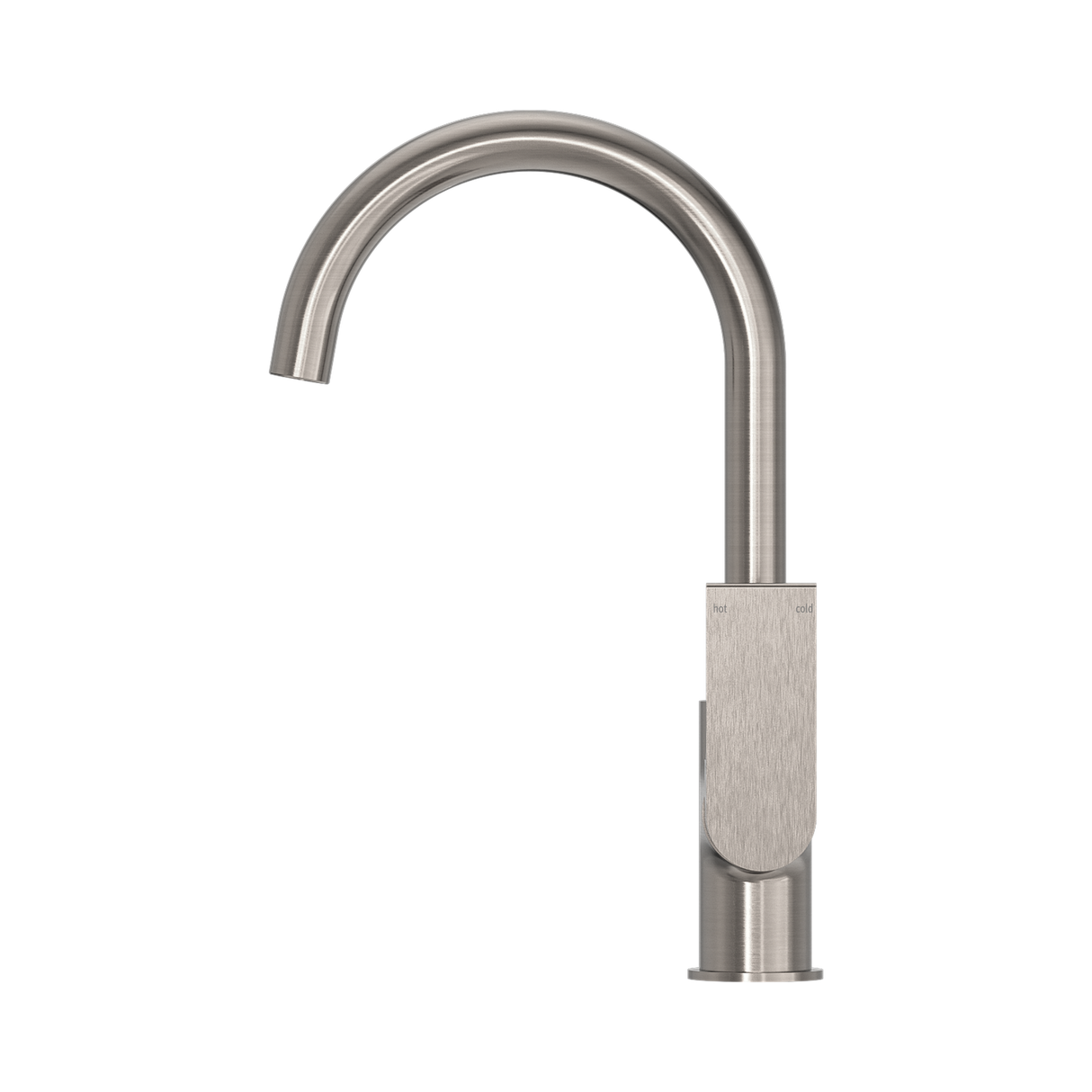 An image of Nero Tapware Bianca Kitchen Mixer Gooseneck Spout Brushed Nickel