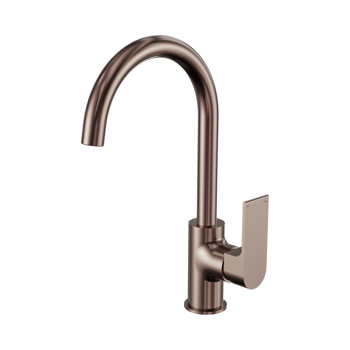An image of Nero Tapware Bianca Kitchen Mixer Gooseneck Spout Brushed Bronze