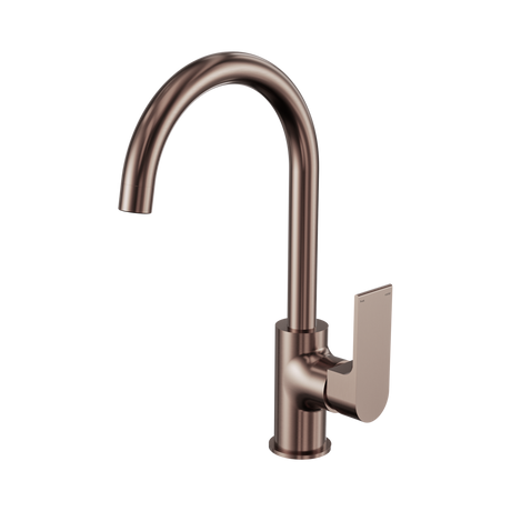 An image of Nero Tapware Bianca Kitchen Mixer Gooseneck Spout Brushed Bronze
