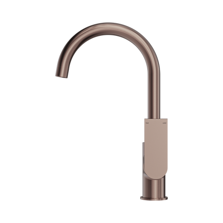 An image of Nero Tapware Bianca Kitchen Mixer Gooseneck Spout Brushed Bronze