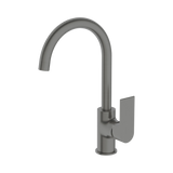An image of Nero Tapware Bianca Kitchen Mixer Gooseneck Spout Gun Metal
