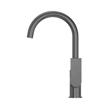 An image of Nero Tapware Bianca Kitchen Mixer Gooseneck Spout Gun Metal