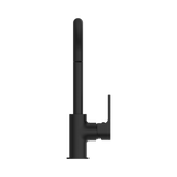 An image of Nero Tapware Bianca Kitchen Mixer Gooseneck Spout Matte Black