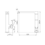 A line drawing of Nero Tapware Bianca Kitchen Mixer Chrome