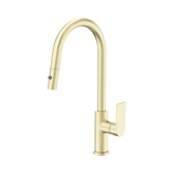 An image of Nero Tapware Bianca Pull Out Sink Mixer With Vegie Spray Function Brushed Gold