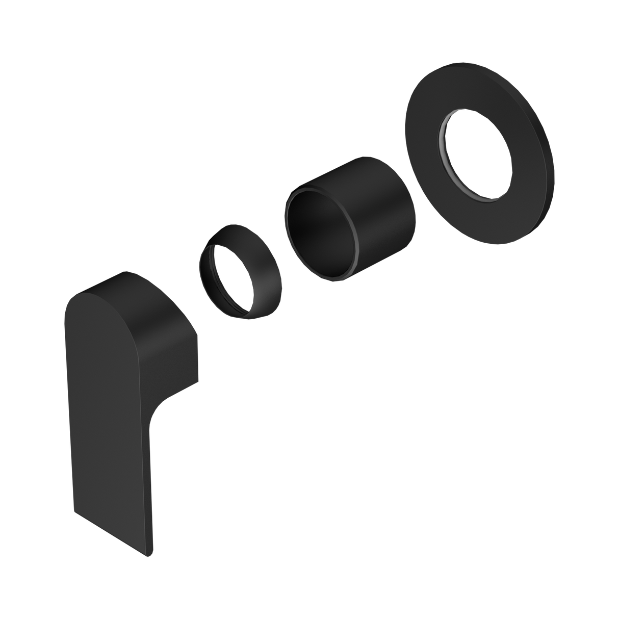 An image of Nero Tapware Bianca Shower Mixer 80mm Plate Trim Kits Only Matte Black