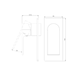 A line drawing of Nero Tapware Bianca Shower Mixer Trim Kits Only Gun Metal