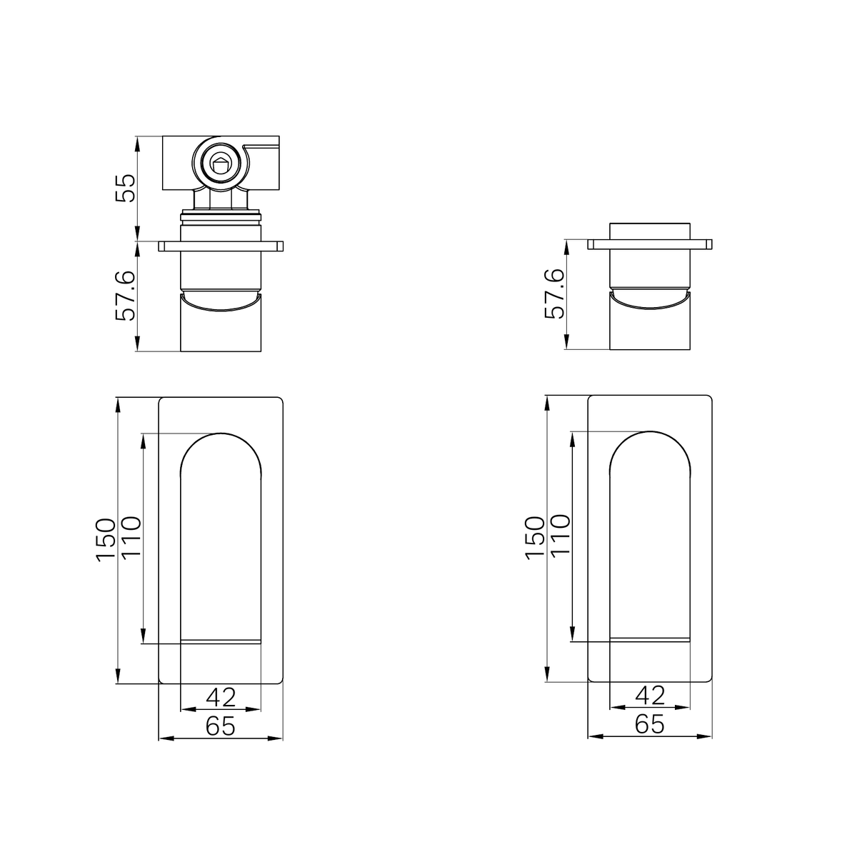 A line drawing of Nero Tapware Bianca Shower Mixer Chrome