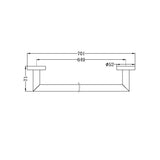 A line drawing of Nero Tapware Dolce Single Towel Rail 700mm Matte Black