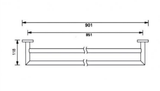 A line drawing of Nero Tapware Dolce Double Towel Rail 900mm Chrome