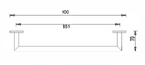 A line drawing of Nero Tapware Dolce Single Towel Rail 900mm Chrome