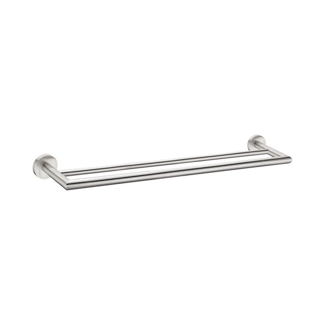 An image of Nero Tapware Dolce Double Towel Rail 700mm Brushed Nickel