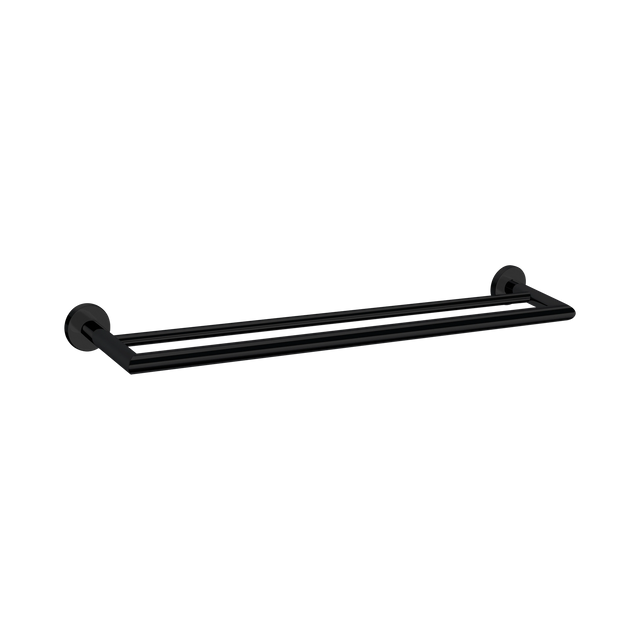 An image of Nero Tapware Dolce Double Towel Rail 700mm Matte Black