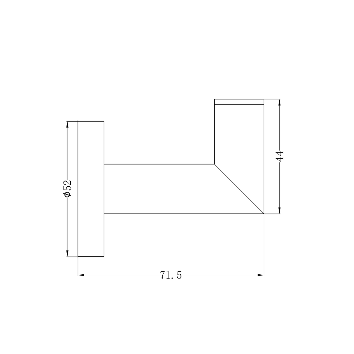 A line drawing of Nero Tapware Dolce Robe Hook Chrome