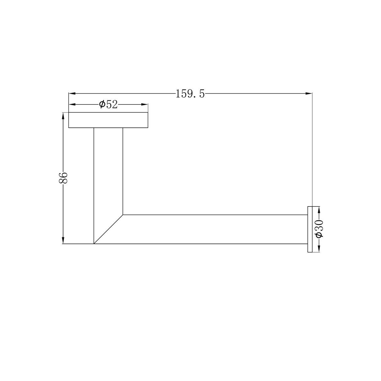 A line drawing of Nero Tapware Dolce Toilet Roll Holder Brushed Nickel