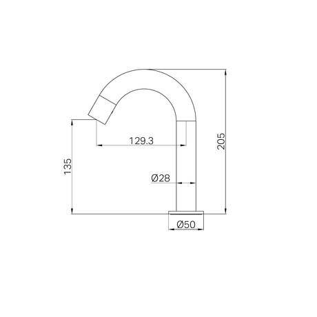 A line drawing of Nero Tapware Mecca Sensor Tap Chrome