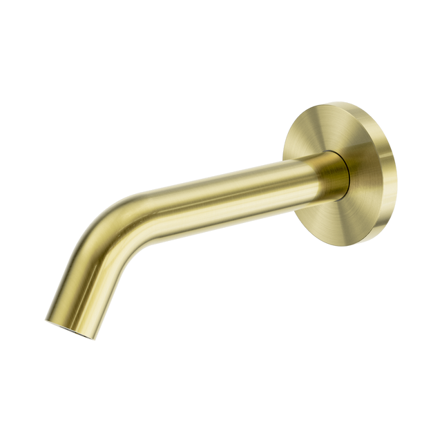 An image of Nero Tapware Mecca Wall-Mounted Sensor Tap with 80mm Wall Plate Brushed Gold