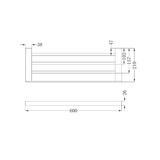 A line drawing of Nero Tapware Celia Towel Rack Chrome