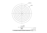 A line drawing of Nero Tapware Zen SS316L 300mm Round Shower Head Graphite