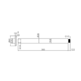 A line drawing of Nero Tapware Zen SS316L Round Ceiling Arm 300mm Length Brushed Bronze