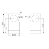 A line drawing of Nero Tapware Mecca Care Make Your Own 32mm Grab Rail 90 Degree Bracket Gun Metal