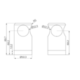 A line drawing of Nero Tapware Mecca Care Make Your Own 32mm Grab Rail T Bar Bracket Brushed Gold