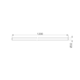 A line drawing of Nero Tapware Mecca Care Make Your Own 32mm Diameter Grab or Hand Rail 1200mm Length Chrome