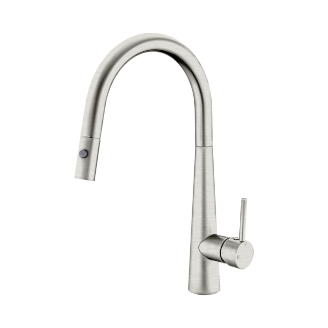 An image of Nero Tapware Dolce Pull Out Sink Mixer With Vegie Spray Function Brushed Nickel