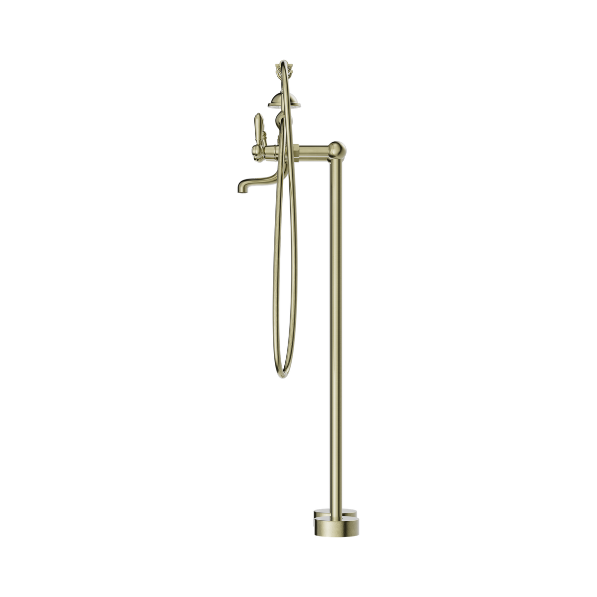 An image of Nero Tapware York Freestanding Bath Set With Metal Hand Shower Aged Brass