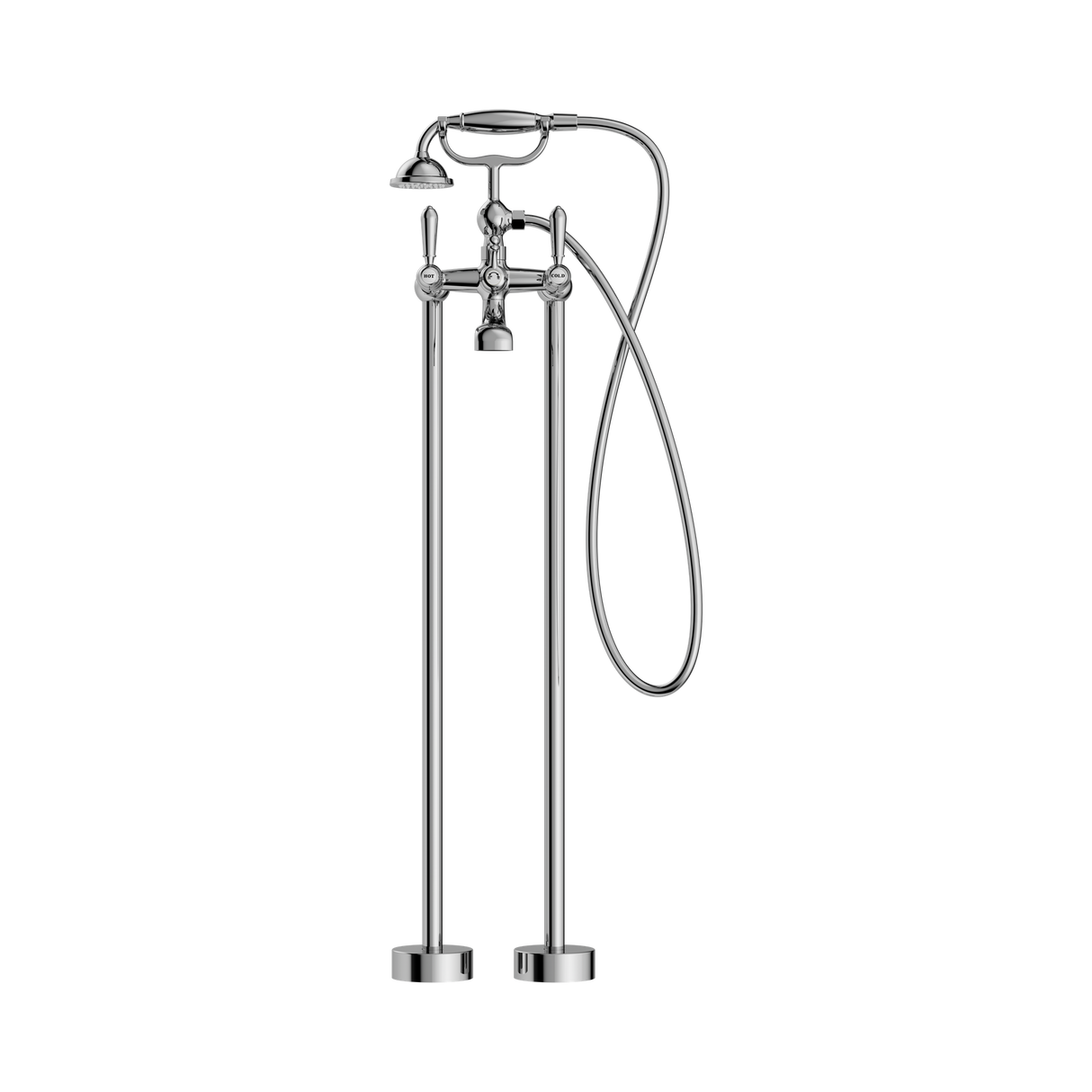 An image of Nero Tapware York Freestanding Bath Set With Metal Hand Shower Chrome