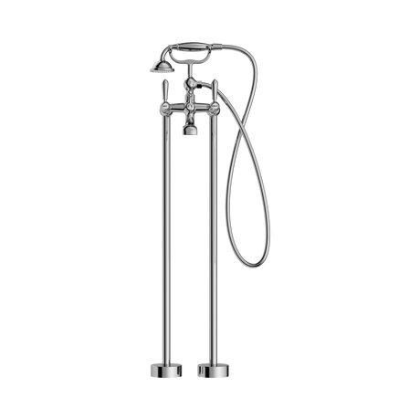 An image of Nero Tapware York Freestanding Bath Set With Metal Hand Shower Chrome