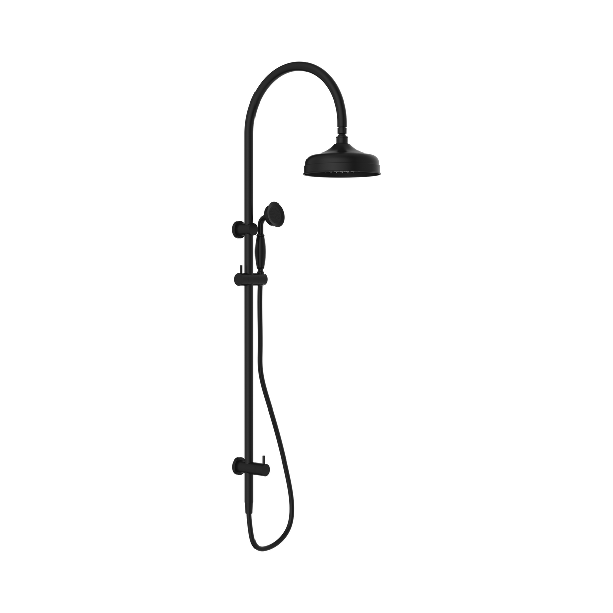 An image of Nero Tapware York Twin Shower With Metal Hand Shower Matte Black