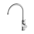 An image of Nero Tapware York Kitchen Mixer Gooseneck Spout With White Porcelain Lever Chrome