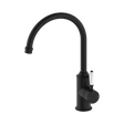 An image of Nero Tapware York Kitchen Mixer Gooseneck Spout With White Porcelain Lever Matte Black