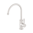 An image of Nero Tapware York Kitchen Mixer Gooseneck Spout With Metal Lever Brushed Nickel