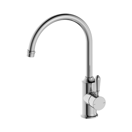 An image of Nero Tapware York Kitchen Mixer Gooseneck Spout With Metal Lever Chrome