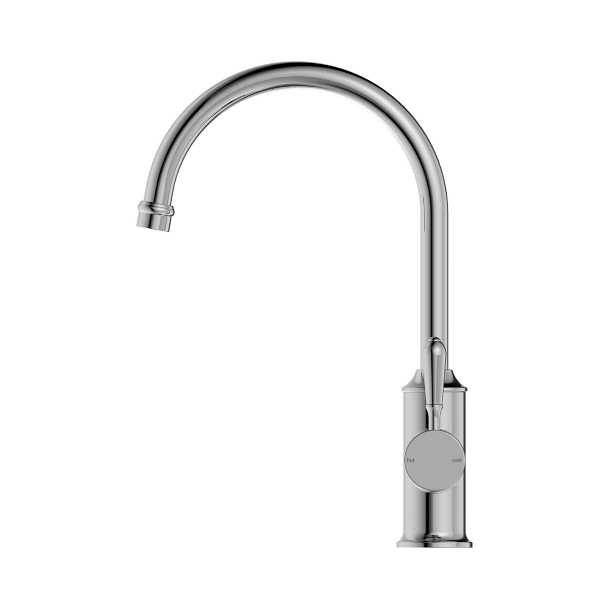 An image of Nero Tapware York Kitchen Mixer Gooseneck Spout With Metal Lever Chrome