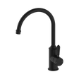 An image of Nero Tapware York Kitchen Mixer Gooseneck Spout With Metal Lever Matte Black