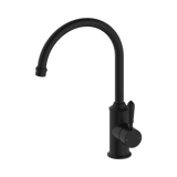 An image of Nero Tapware York Kitchen Mixer Gooseneck Spout With Metal Lever Matte Black