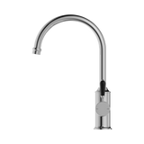 An image of Nero Tapware York Kitchen Mixer Gooseneck Spout With Black Porcelain Lever Chrome