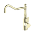 An image of Nero Tapware York Kitchen Mixer Hook Spout With Metal Lever Aged Brass