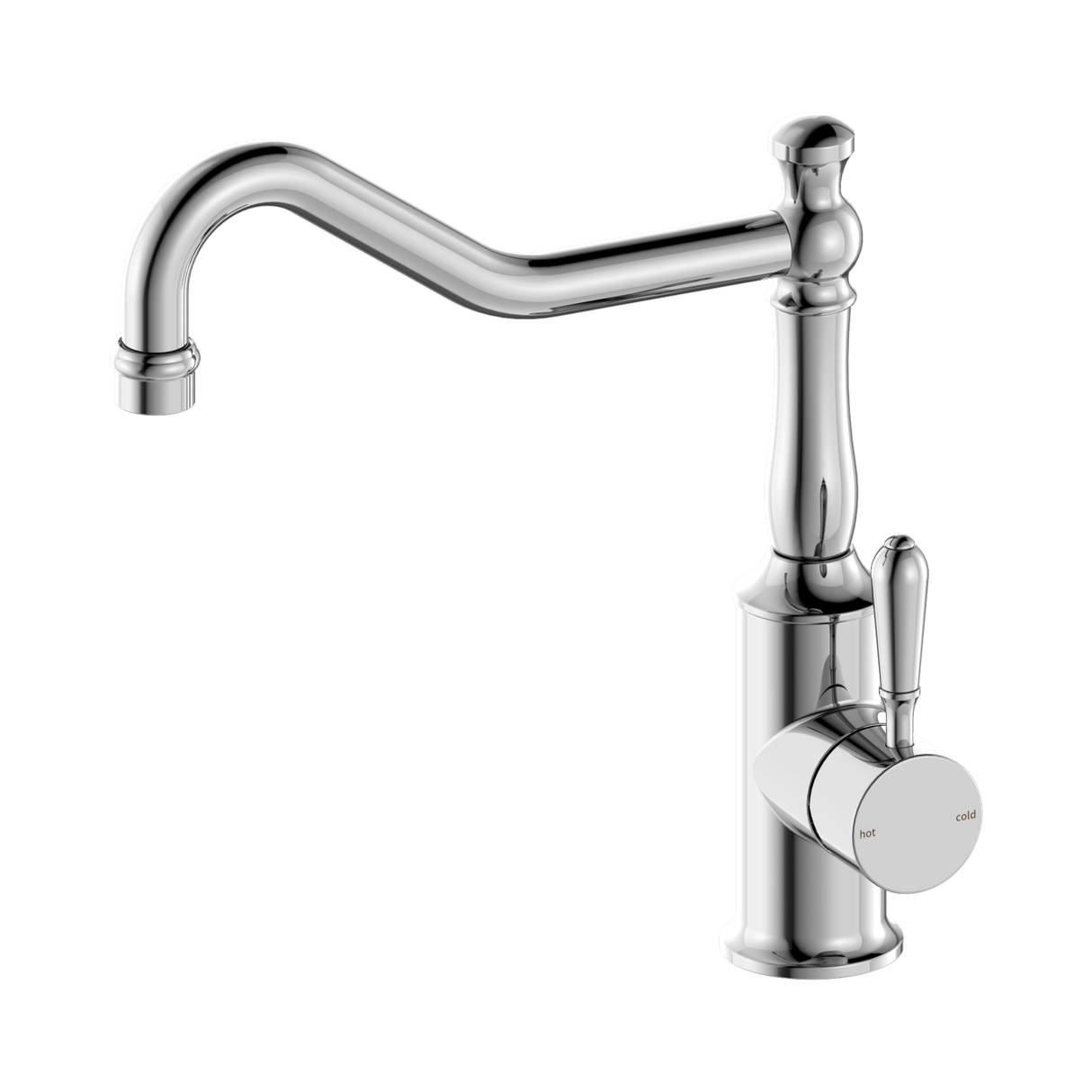 An image of Nero Tapware York Kitchen Mixer Hook Spout With Metal Lever Chrome