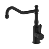 An image of Nero Tapware York Kitchen Mixer Hook Spout With Metal Lever Matte Black